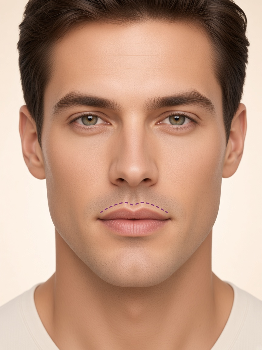 Homem em campanha de laser no bigode Pello Menos