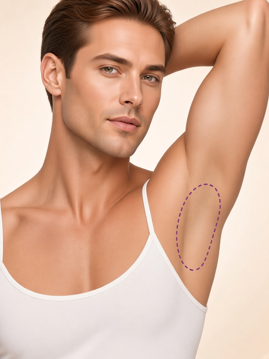 Esfoliação de axilas masculina Pello Menos