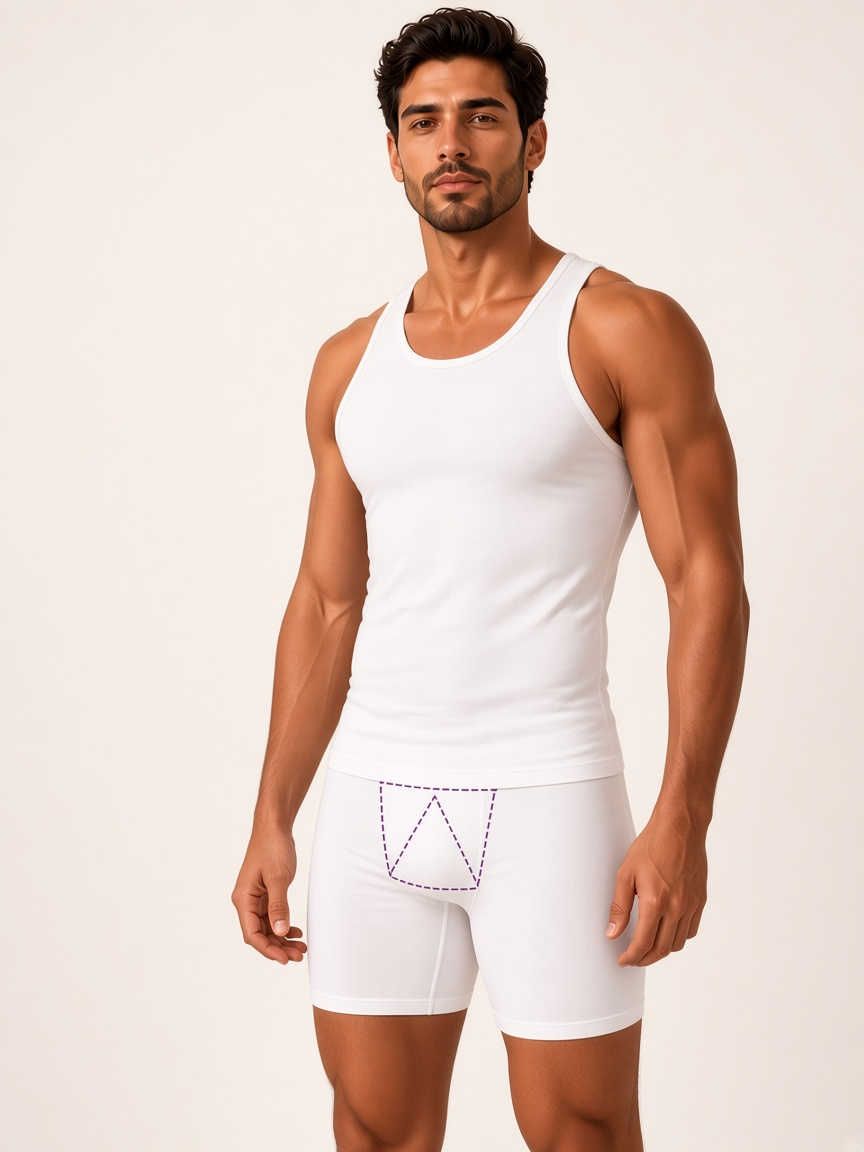 Esfoliação de virilha masculina Pello Menos