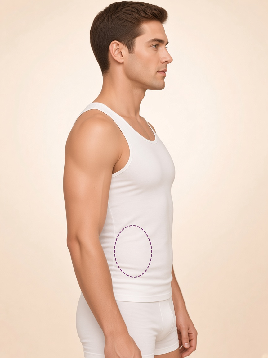 Área sem definição G masculina após laser Pello Menos